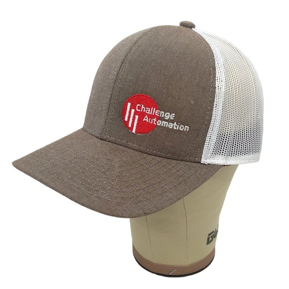 Outdoor Cap Challenge Automation Mesh Strapback Cap Trucker Hat Brown White - Picture 3 of 10
